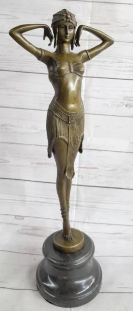 Signée Art Déco Chiparus Ventre Danseuse Marbre Affaire Bronze Sculpture Solde 3