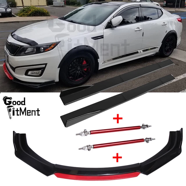 For Kia K5 Forte GT Car Bumper Lip Spoiler Splitter + Strut Rods + Side Skirts
