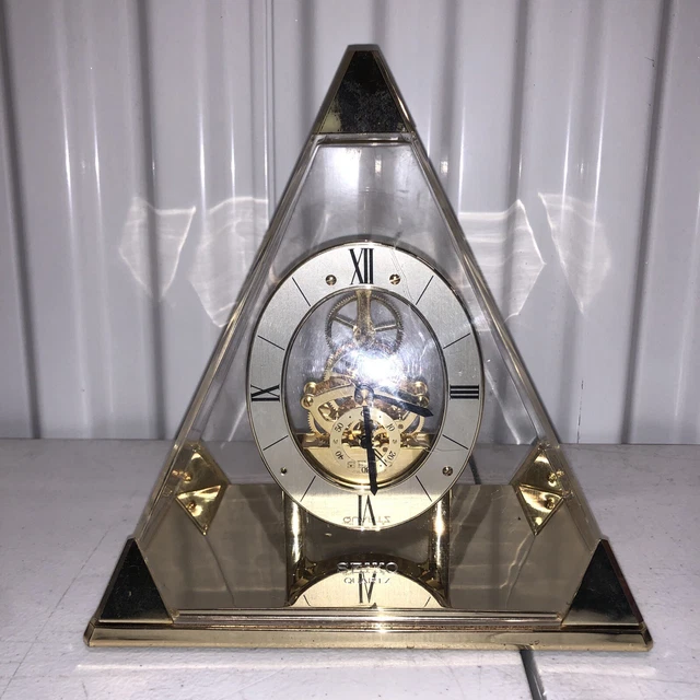 VTG SEIKO PYRAMID Quartz Triangle Skeleton Mantle Table Clock Japan Collectible 50.00 PicClick