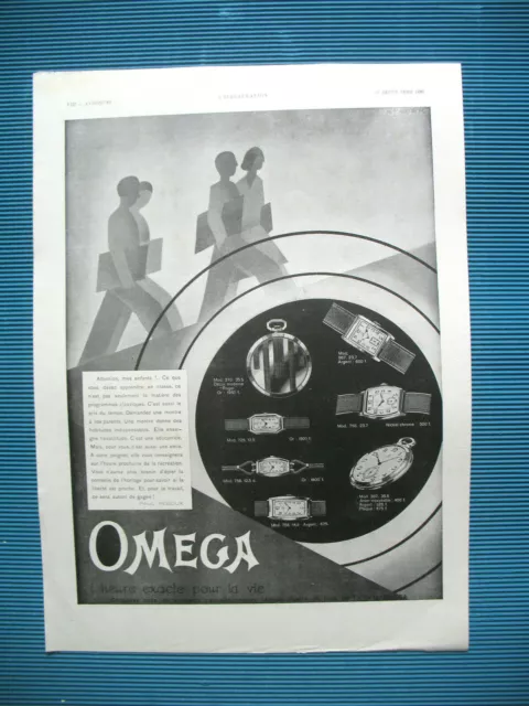 Publicite De Presse Omega Montre Horlogerie L'heure Exacte Pour La Vie Ad 1933