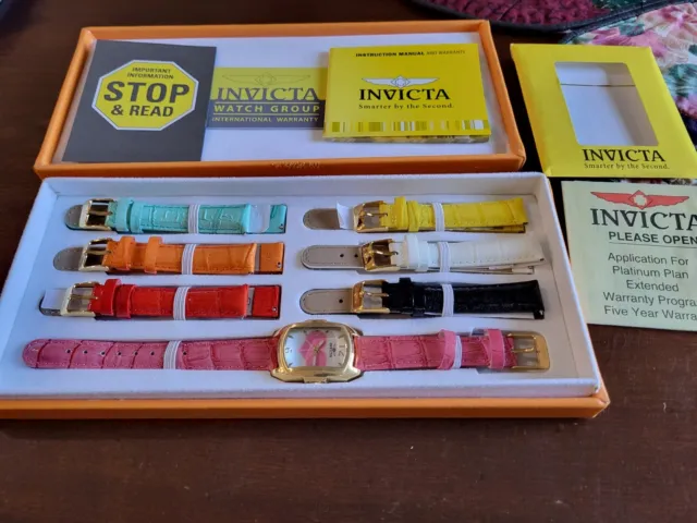 Invicta Baby Lupah Peace and Love Leather Strap Womens Watch Set New Old Stock