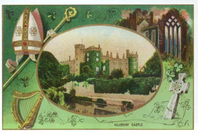 Kilkenny Ireland, View of Castle, St. Patrick's Day, Cross etc - Modern Postcard