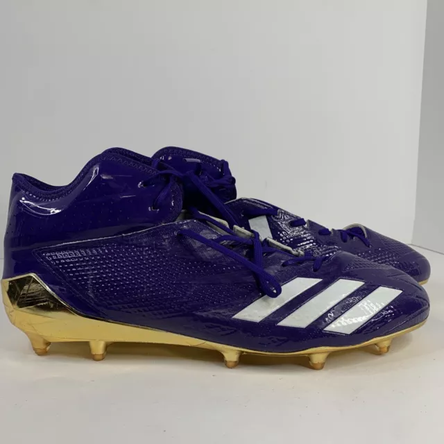Adidas Adizero 5 Star 5.0 Mid Top Purple Gold Football Cleats Mens Size 16