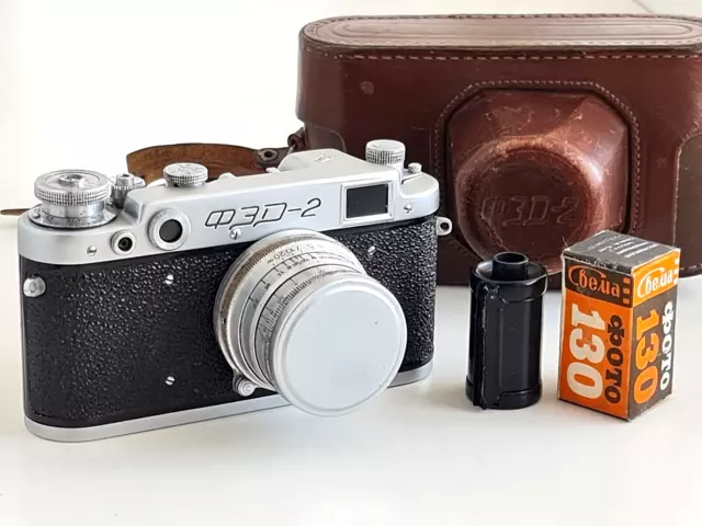 FED 2 + Industar 26M 2.8/5cm RED "P" USSR 35mm Film Vintage Camera. M39 mount!