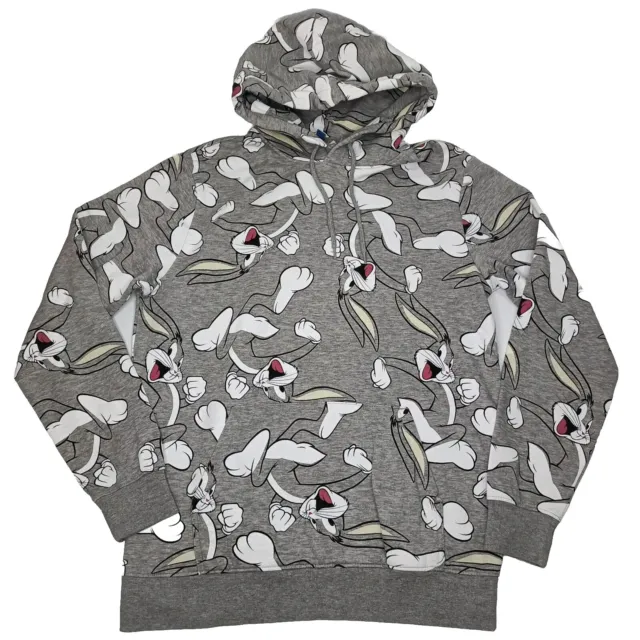 Divided Looney Tunes Bugs Bunny Hoodie Size M Medium Hood Sweater All Over Print