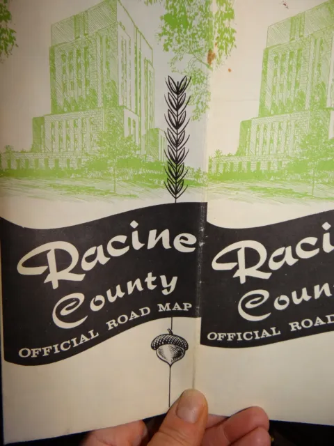 Racine, WI 1960s Racine County Wisconsin Official Road Map 27 x 19