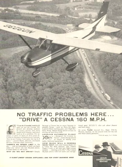1960 CESSNA airplane lessons PRINT AD fly to work aviation