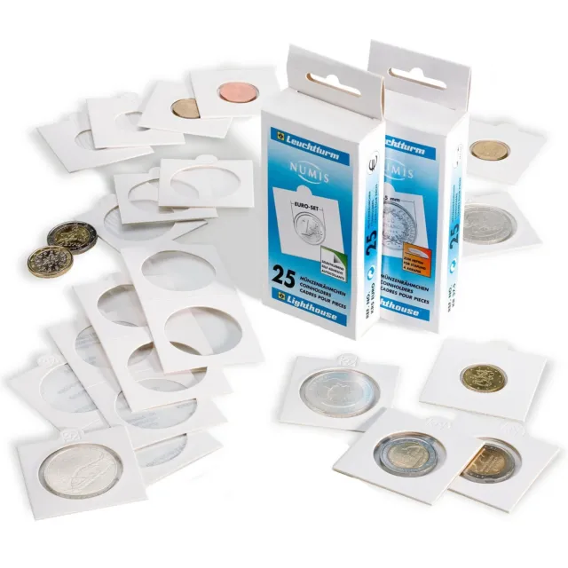 Oblò adesivi bianchi per monete fino a 27,5 mm da 25 pz. - Leuchtturm