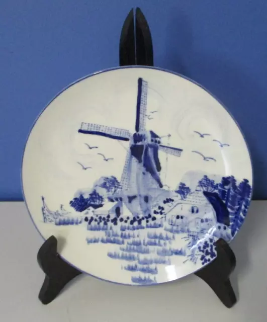 Vintage Delft Blue Holland Blue Hand Painted Windmill Wall Display Plate 8" Excl