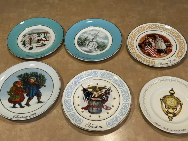 Vintage Avon Collectible Plates Lot of 6; Christmas, Patriotic, Betsy Ross