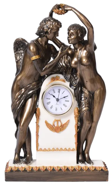 Reloj Cupido y Psique escultura reloj de mesa Regency reloj de cómoda antiguo reloj de chimenea retro