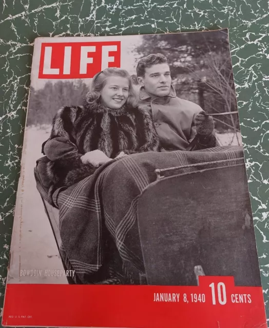 Vintage LIFE Magazine 8 JANUARY 1940 WWII Presidential Follies Bowdoin College77