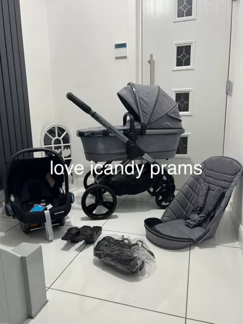 iCandy Peach 6 Light Grey Check Travel System With New Car Seat 🖤🖤