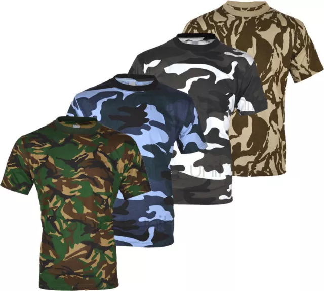 E1 Mens Military Camouflage T Shirt Camo Army Combat New S-5Xl