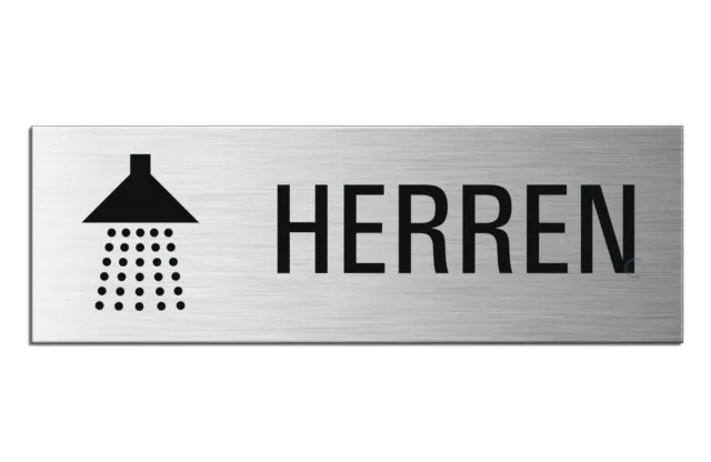 Schild Dusche Herren Türschild 24x8 cm Aluminiumschild Edelstahloptik