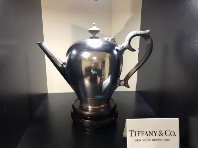 Tiffany & Co Signed Sterling Silver Coffee Tea Pot With Wood Handle Vintage