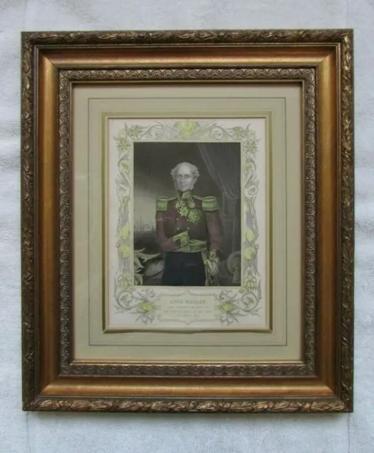 ANTIQUE 19th CENTURY MILITARY PORTRAIT ENGRAVING LORD RAGLAN TALLIS RARE CRIMEA