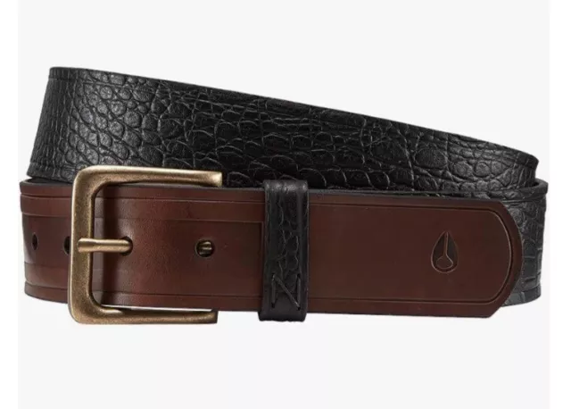 NWT Nixon DNA 2-Toned Leather Belt - Brown/Black Gator - XL