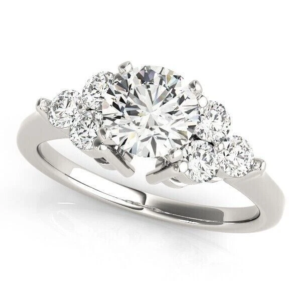 Bague De Fiançailles/mariage En Or Blanc 14k Avec Moissanite 2,45 Ct - Taille 6.5 - Création Labo
