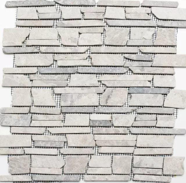 Mosaico Mattone marmo naturale pietra brick doccia bagno grigio 40-0230|1foglio