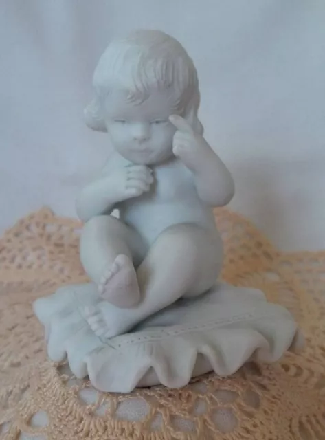 Antique FRENCH SEVRES STYLE Bisque Parian Grouping "Child On Pillow" Figurine