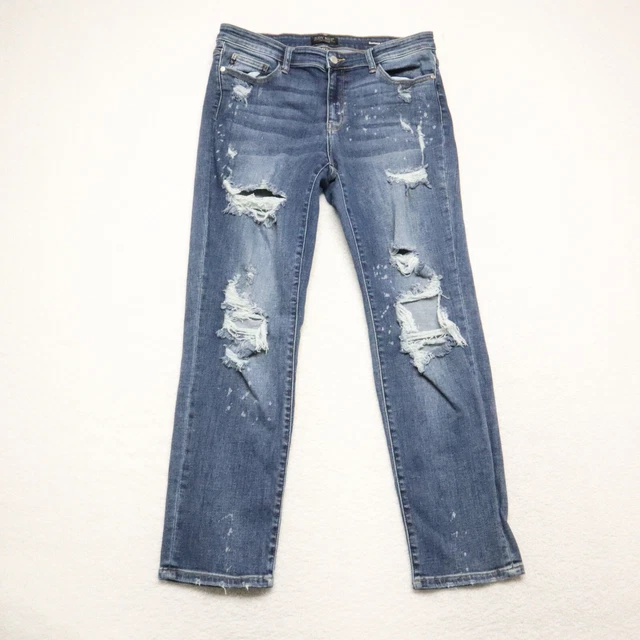 Judy Blue Women's Junior Size 13/31 Blue Boyfriend Distressed Stretch Denim Jean