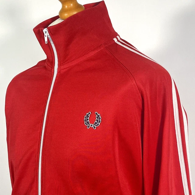 Fred Perry Giacca da Traccia Rossa/Bianca (XL/2XL) Mod Casuals Scooter Terrazze Retro