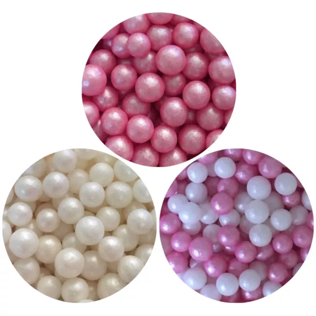 7mm Edible Pearls Non Pareils Dragees Sugar Balls Pink Jade White Cake  Decor 25g