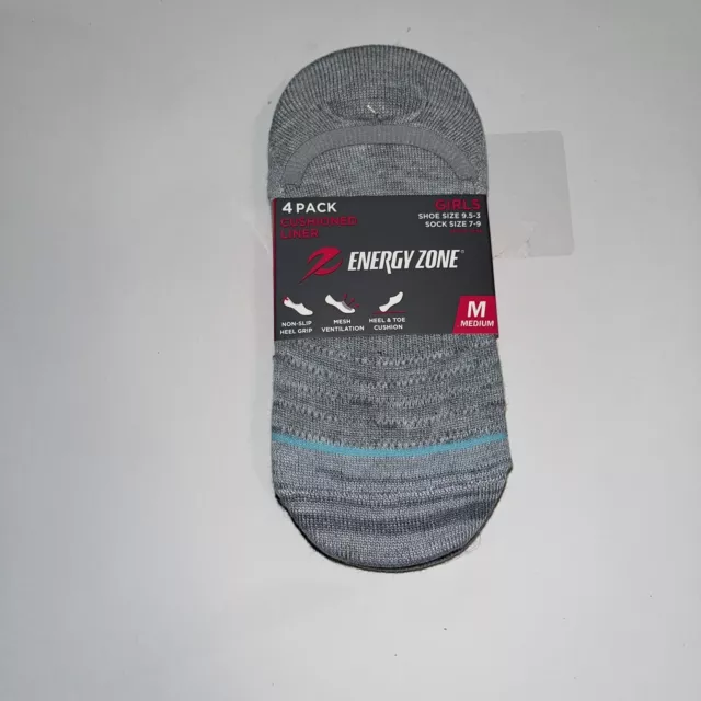 Energy Zone 4 Pack Cushion Liner Socks Size M