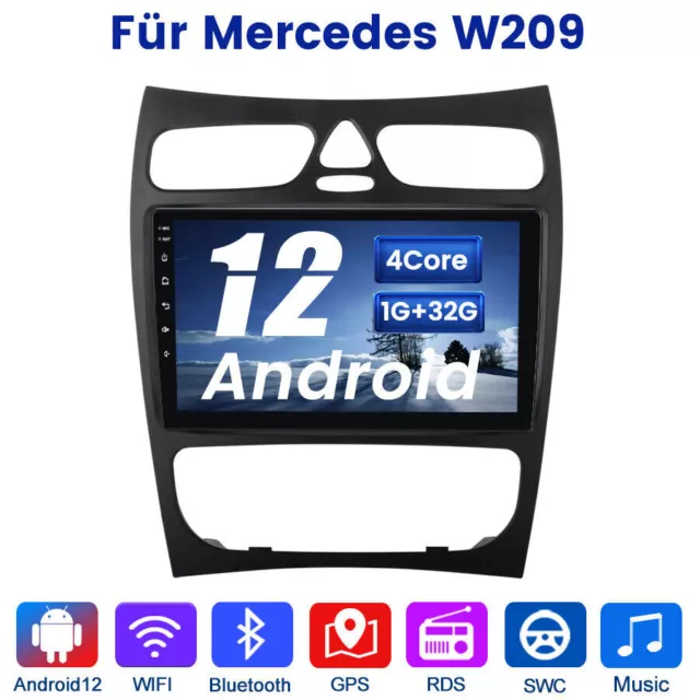 1+32G 9" Android 12 Autoradio GPS Navi DAB+ WiFi Per Mercedes Benz CLK W209 W203