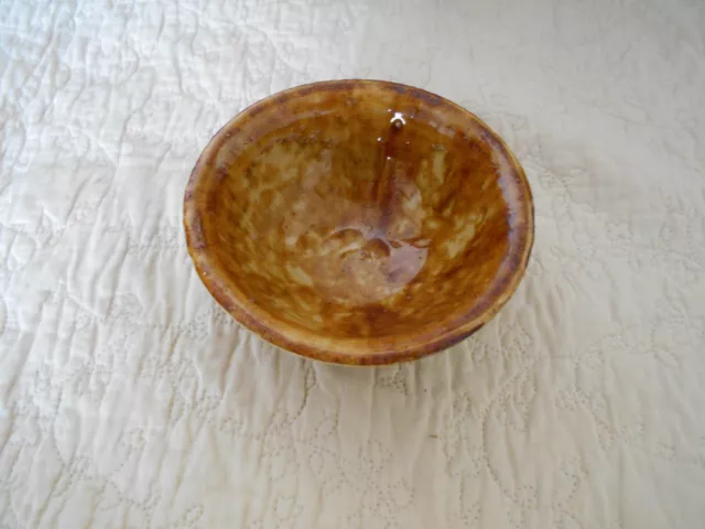 Early Antique Vintage Bennington Bowl With Rockingham Glaze