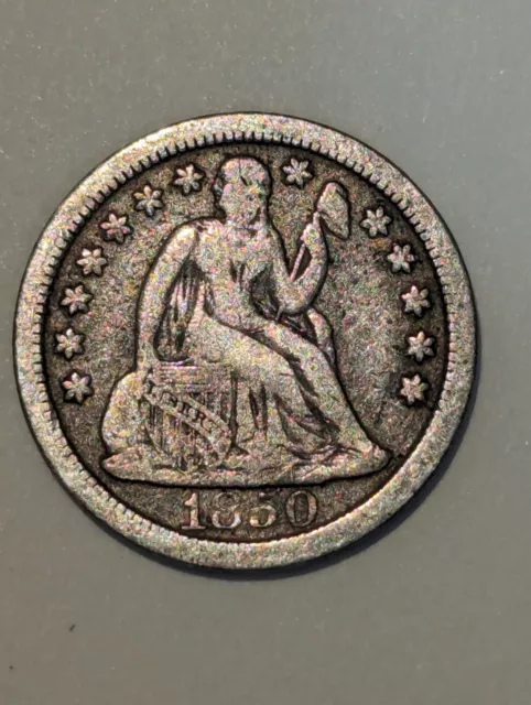 1850  Seated Liberty Dime nice patina