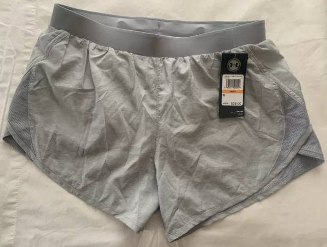 Under Armour Fly By 2.0 Running Shorts Grey Women's Small New With Tags MSRP $25