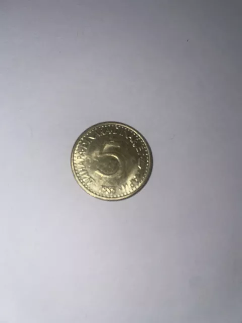Yugoslavia Rare 5 Five Dinara Coin 1985 Dinarjev Jugoslavija Collectible