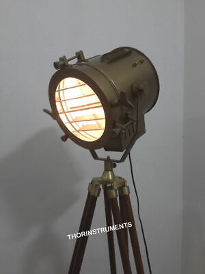 Antique Photography Floor Searchlight Spotlight With Heavy Tripod Stand Lamp
