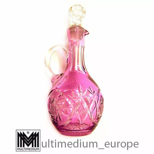 Kristall Karaffe Korpus Klarglas weinrot geschliffen pink decanter