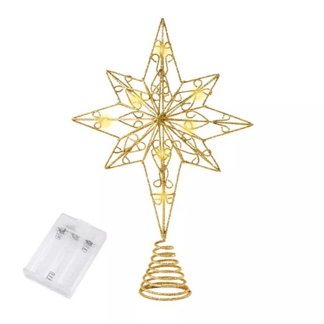 HG Lighted Christmas Tree Iron Top Star Pentagram Tree Top Octagonal Tabletop