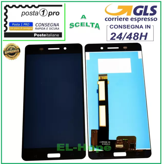 Display Lcd Per Nokia 6 N6 Ta-1021 1033 Ta 1021 Ta 1033 Touch Screen Vetro Nero