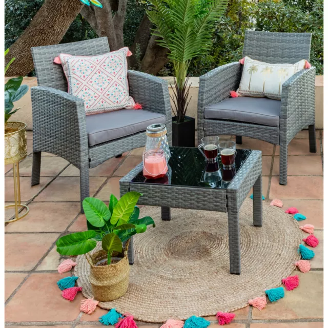 SORRENTO RATTAN ARMCHAIR Bistro Set 3pc Free and Fast Delivery
