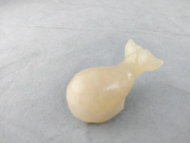 Hand Carved Yellow Blue Whale Figure Figurine Sculpture - Small - Polished Stone