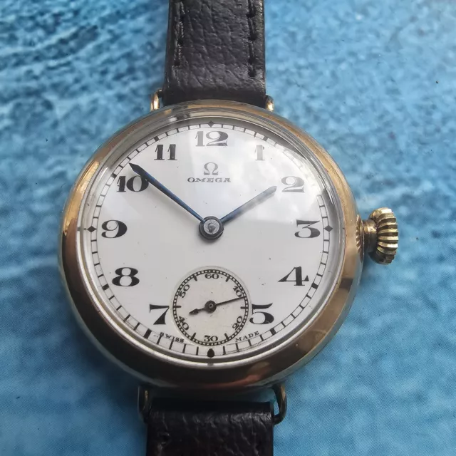 Vintage 9k Solid Gold Omega Trench Men's Watch Cal 27.9 SBN 9ct