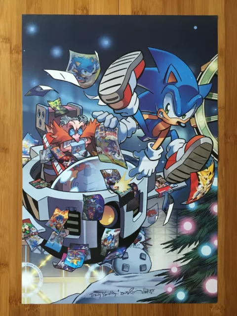 Official Sonic the Hedgehog 2-Sided Poster Shadow/Metal Sonic Spaziante Art  RARE