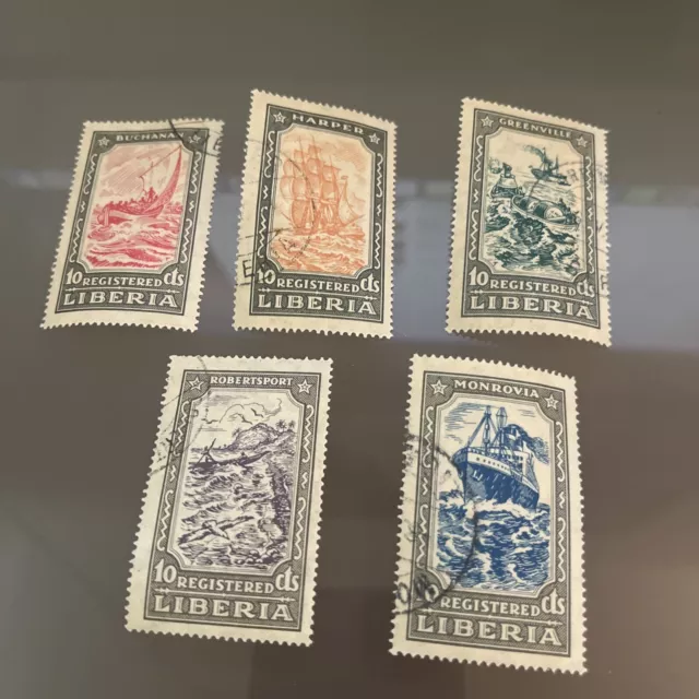 Liberia - 5 used stamps from 1924