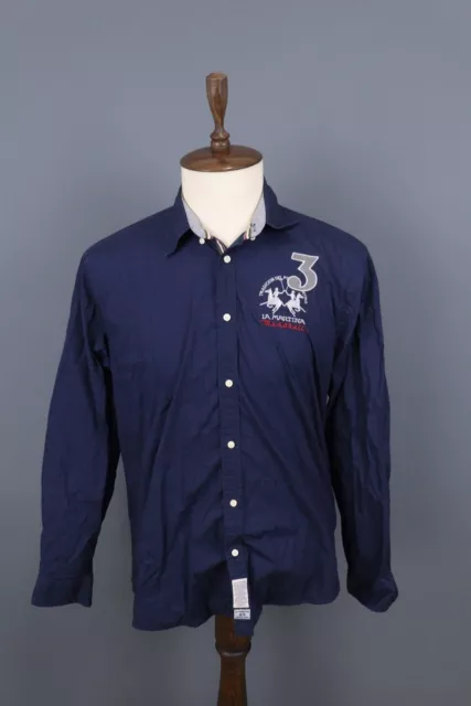 La Martina Buenos Aires Blue Maserati Polo Team Button Down Long Sleeve Shirt XL