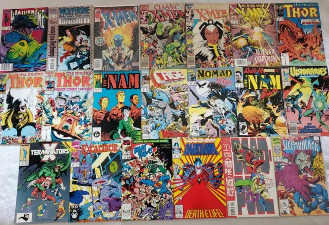Vtg Marvel Comic Books Lot 20 X-Men Wolverine The Mighty Thor X-Terminators Cage