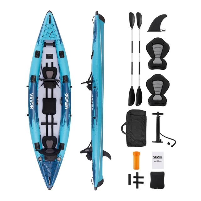 Kayak Gonflable Cruiser X1 Pour 2 Personnes – Pagaie Double – Bateau De Loisir Vert/blanc/bleu
