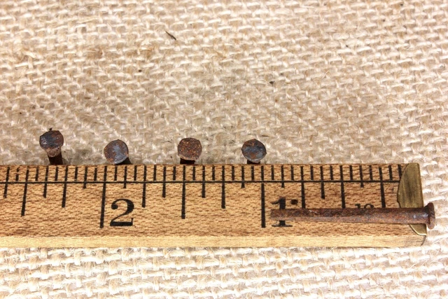 1” OLD Square NAILS 25 REAL 1850’s vintage rusty patina 5/32” small head BRADS 2