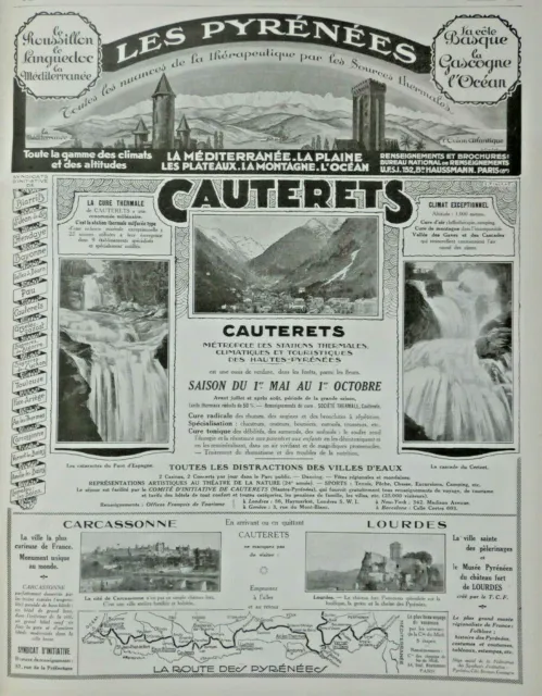 1926 Press Advertisement Les Pyrenées Cauterets Metropolis Des Spas