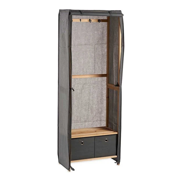 Guardaroba grigio legno tessuto 31,5 x 58 x 168 cm