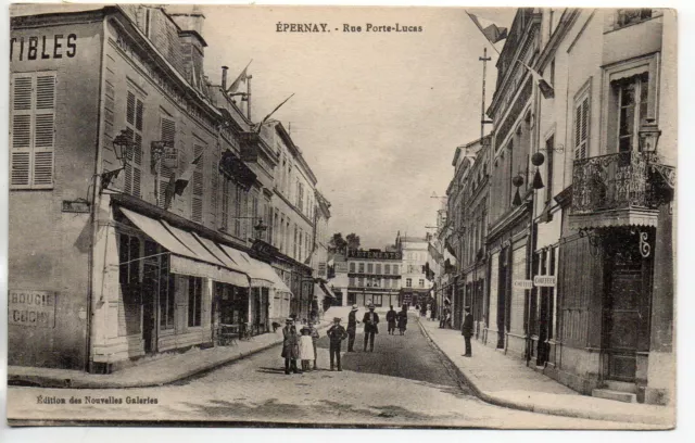 EPERNAY - Marne - CPA 51 - the streets - the Rue Porte Lucas - shops